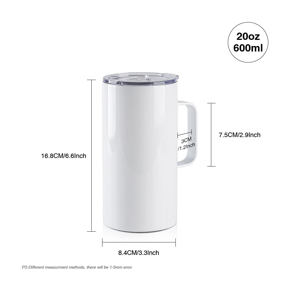 4 Pack 20 OZ Sublimation Tumblers with Printable Handle J362