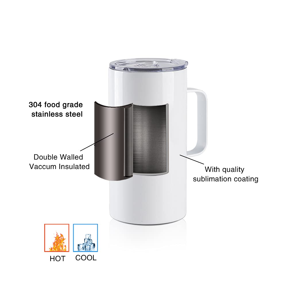 4 Pack 20 OZ Sublimation Tumblers with Printable Handle J362