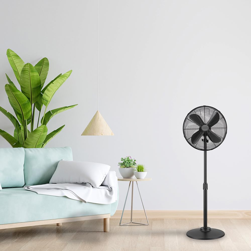 Matte Black 16" Pedestal Fan, 3 Speeds P9091