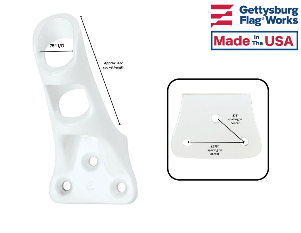 Cast Aluminum Bracket for .75" Outside Diameter Flagpoles in Silver O7569