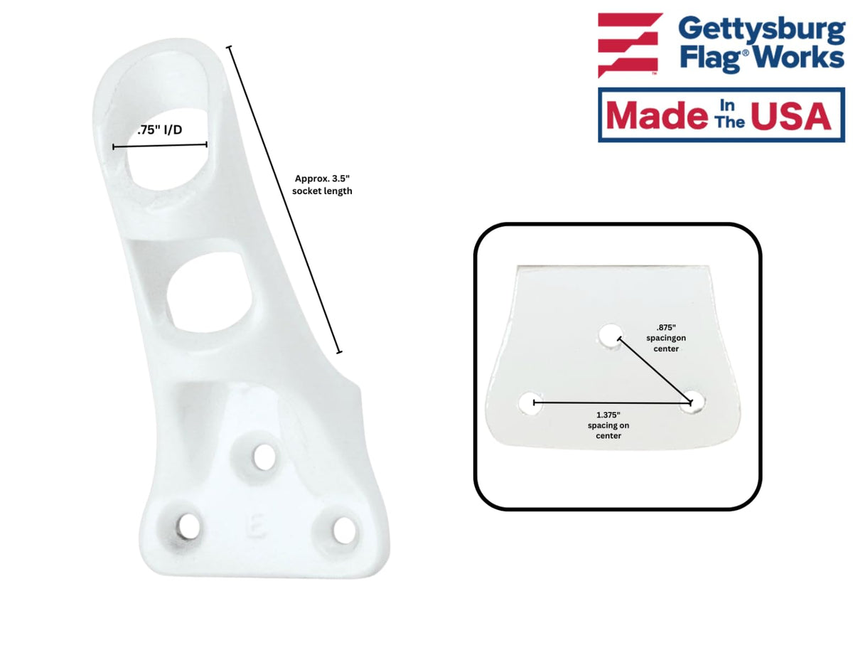 Cast Aluminum Bracket for .75" Outside Diameter Flagpoles in Silver O7569