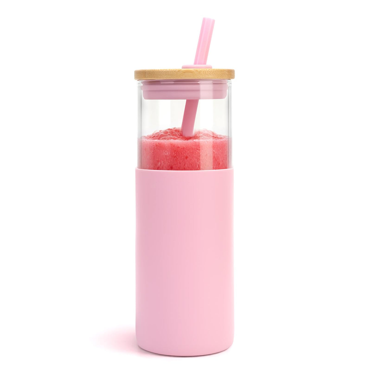 24 oz Glass Tumbler with Lids and Straw Q55547
