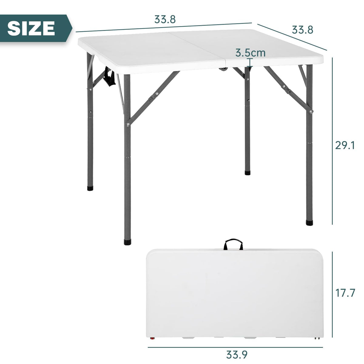 34" White Folding Plastic Table A5639