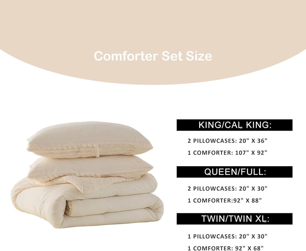 White King Size Sherpa Fleece Down Alternative Comforter Set M1909