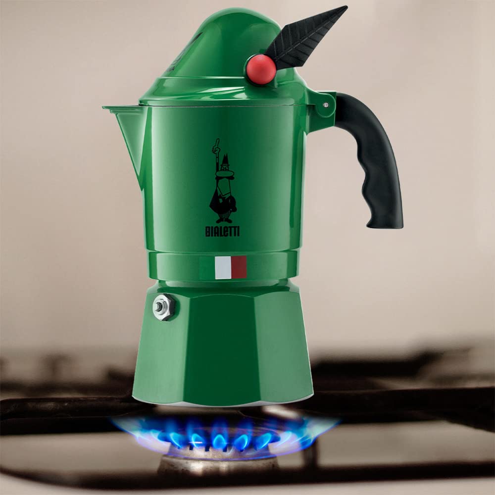 Stovetop Espresso Maker, 3 Espresso Cups, Aluminum, Green C68773