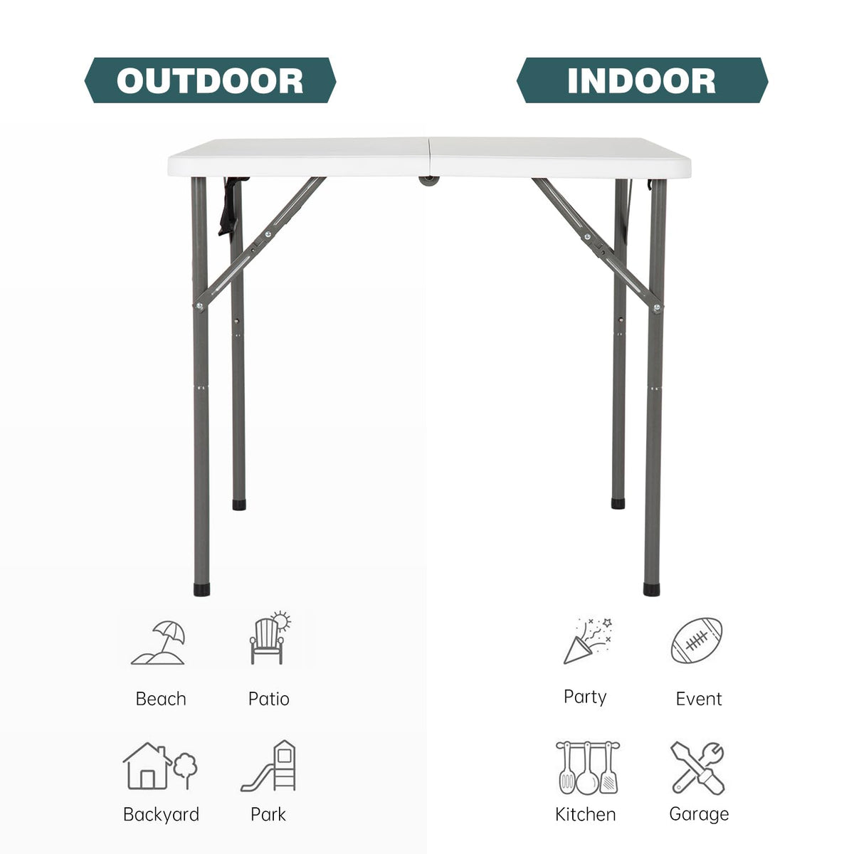 34" White Folding Plastic Table A5639