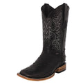 Black Ostrich Quill Print Leather Square Toe Cowboy Boots W6860