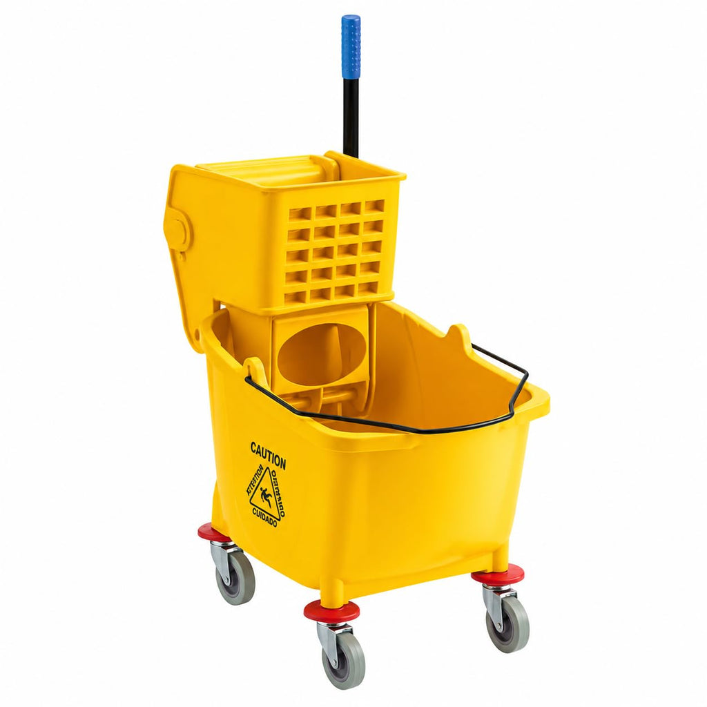 Yellow 35 Quart Mop Bucket with Wringer on Wheels O798476
