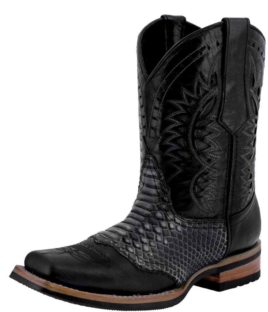 Black Leather Cowboy Boots L58759