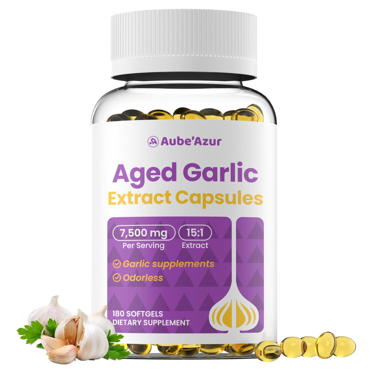 Aged Garlic Extract Capsules 7500mg 180 Softgels N5412