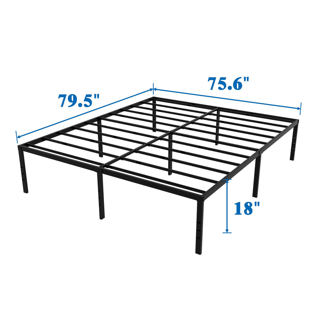 King Size Black Metal Bed Frame with Underbed Storage I49547