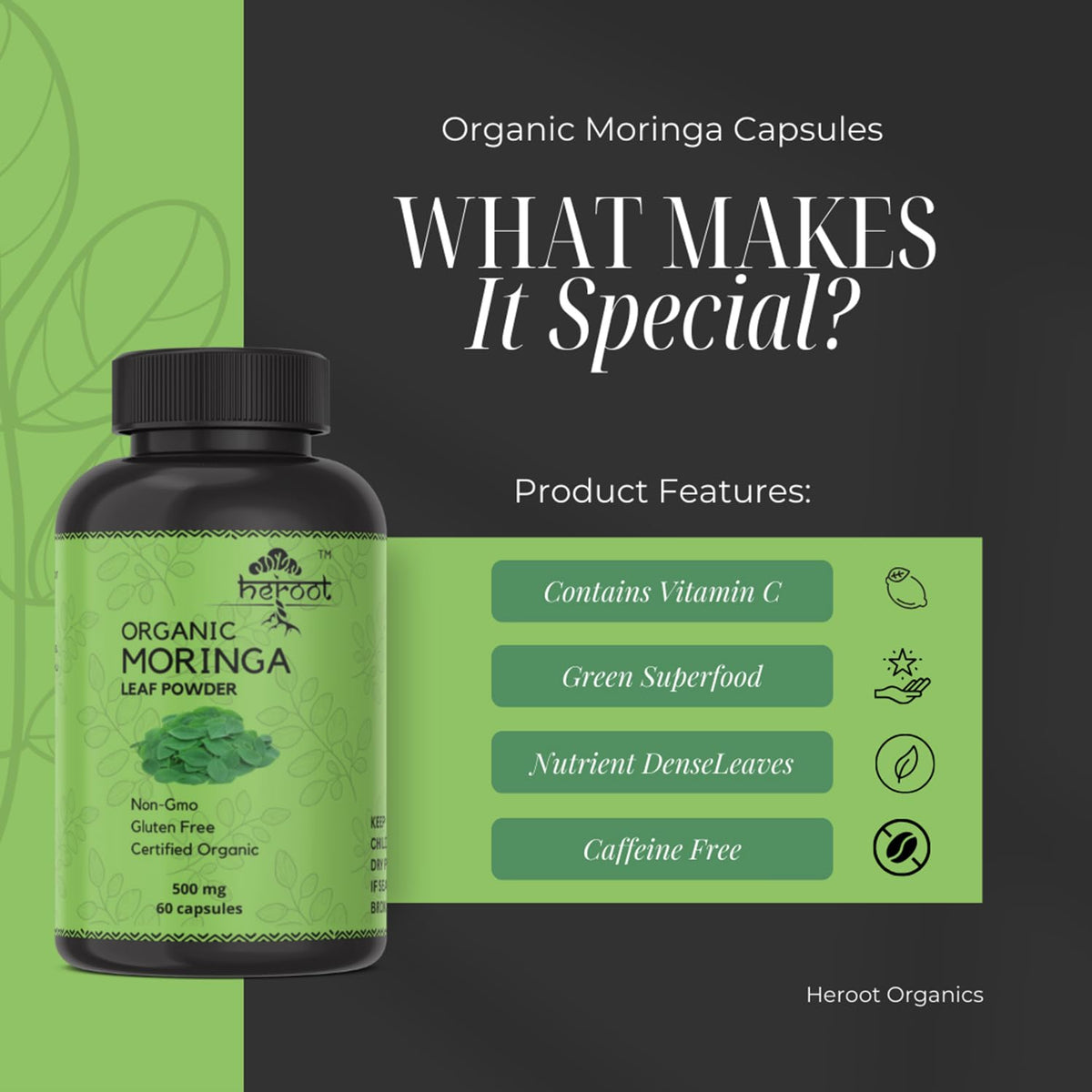 Organic Moringa Capsules 120 Capsules U6605