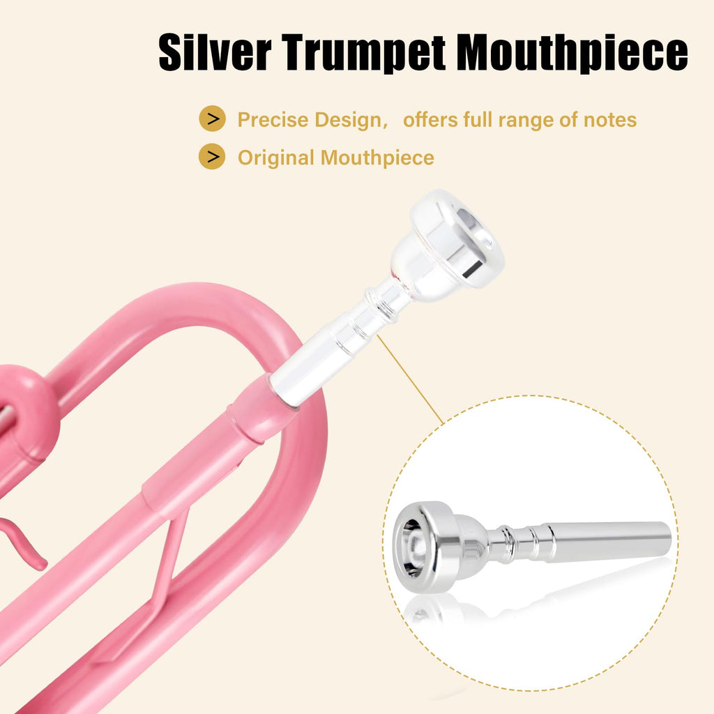 Bb Standard Trumpet Set with Hard Case, 7C Mouthpiece, Gloves (Pink) Z17225