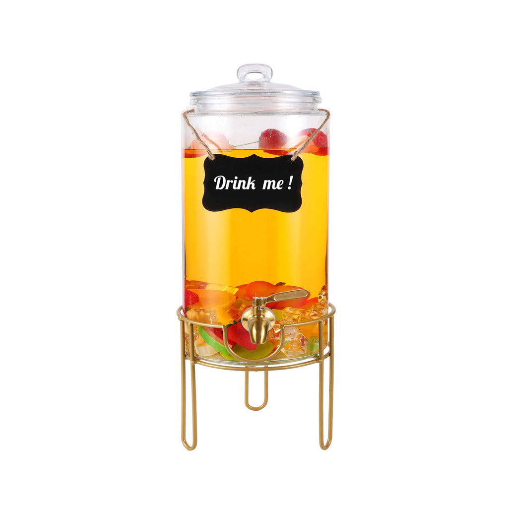 1 Gallon Glass Drink Dispenser with Stainless Steel Spigot D7314