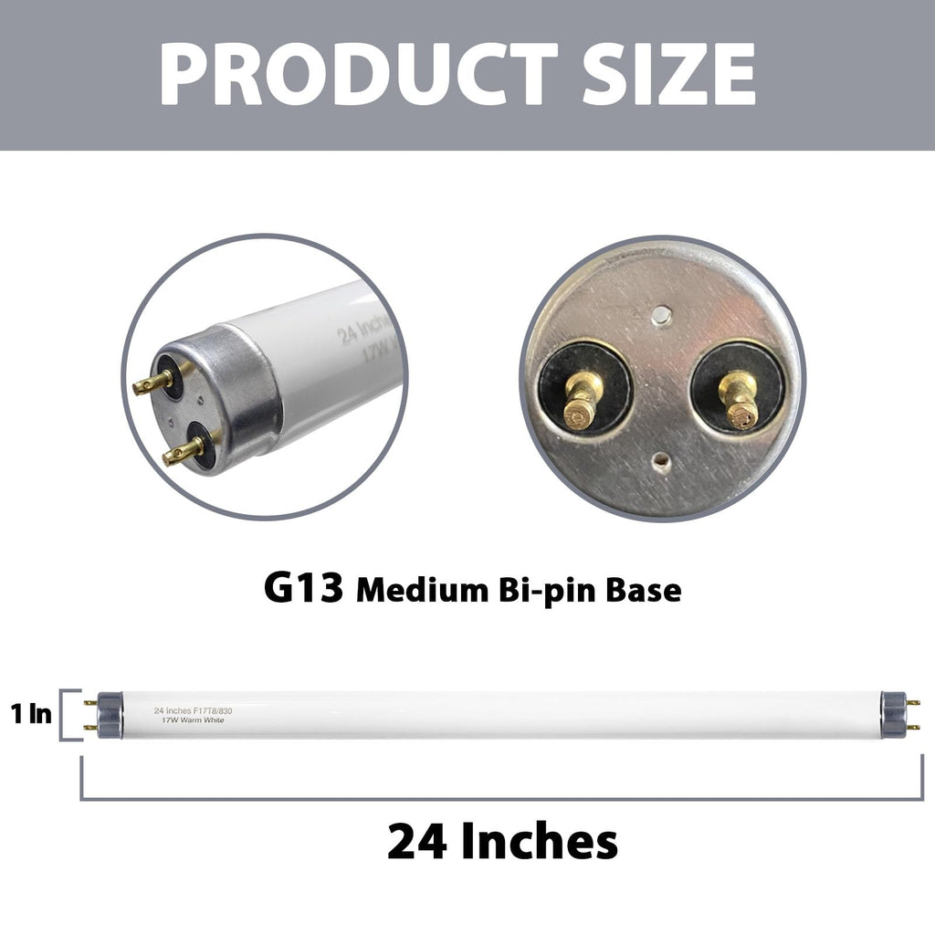 24 inch Warm White Fluorescent Tube Light 8 Pack S7363