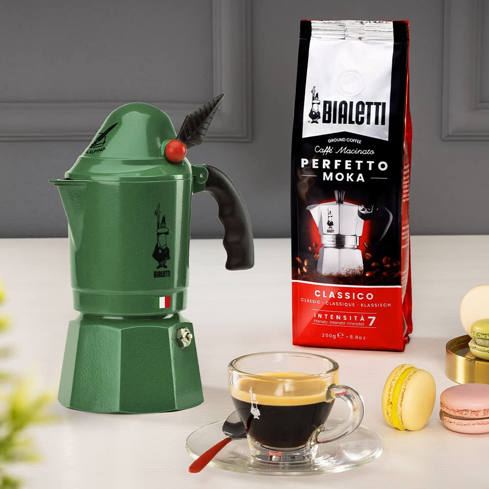 Stovetop Espresso Maker, 3 Espresso Cups, Aluminum, Green C68773