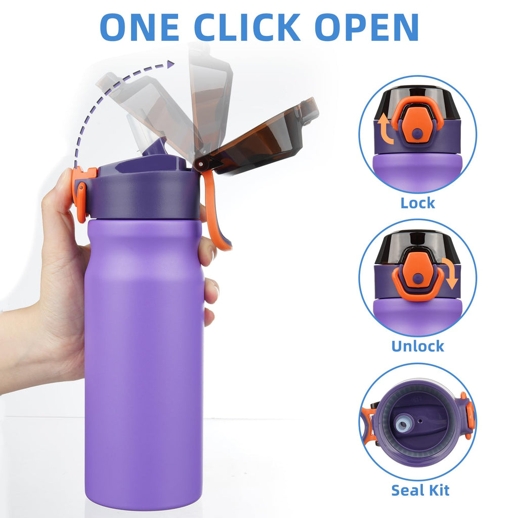 18 oz Insulated Stainless Water Bottle with Straw & Handle B6531