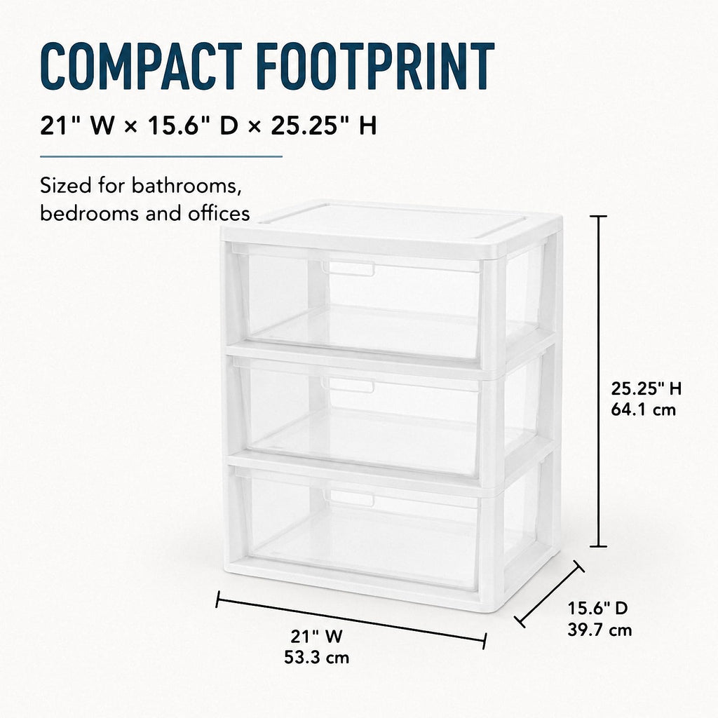 3 Drawer Clear Plastic Storage Organizer S622