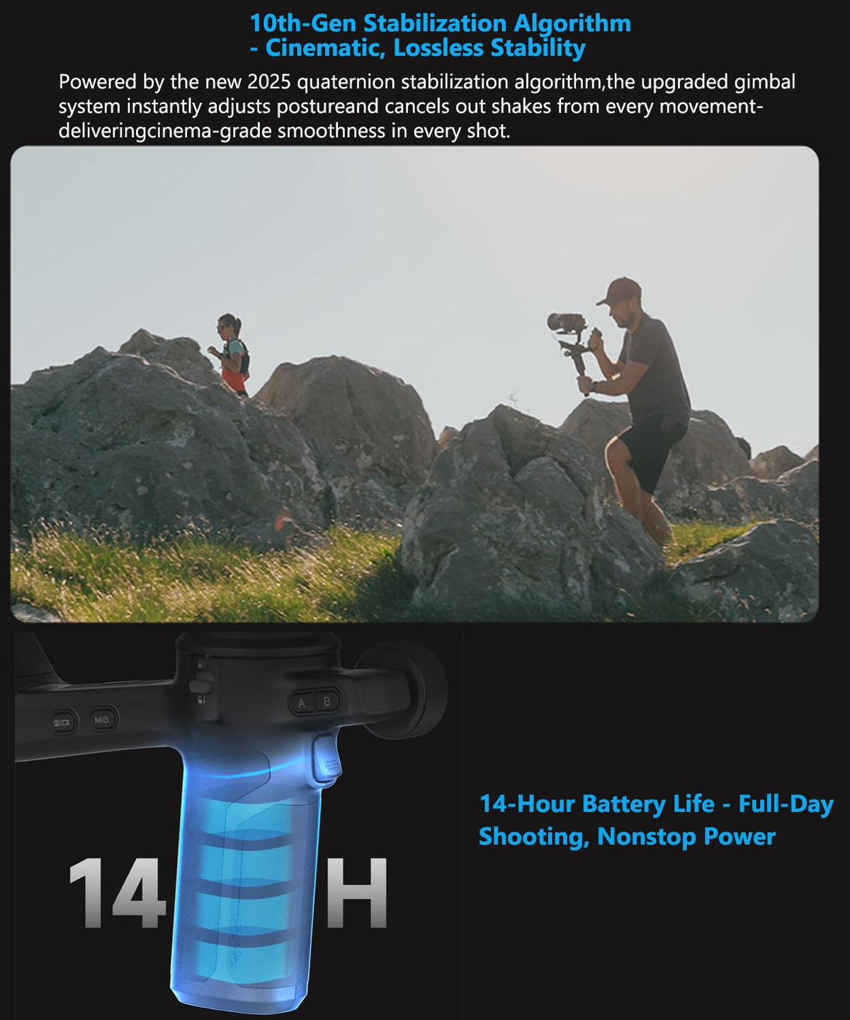 3-Axis Gimbal Stabilizer with AI Tracking and Detachable Handle S221