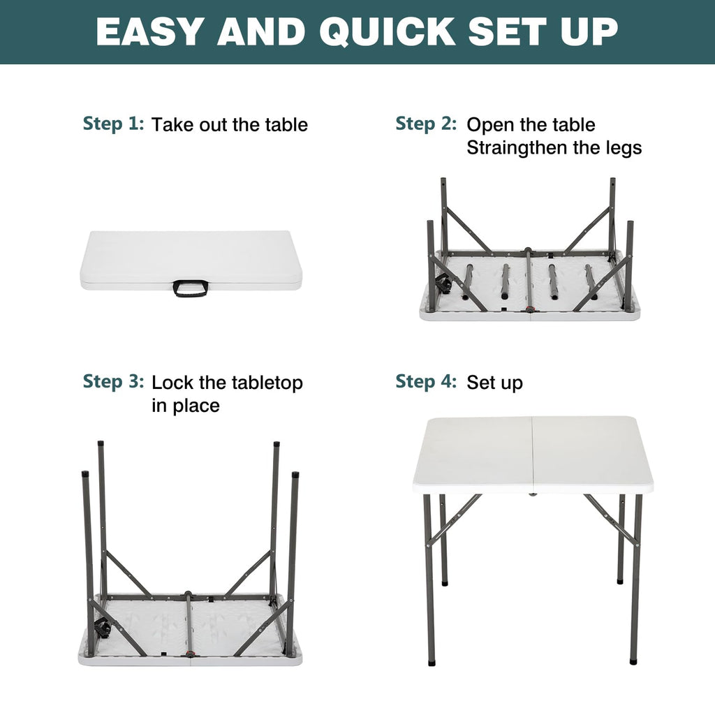 34" White Folding Plastic Table A5639
