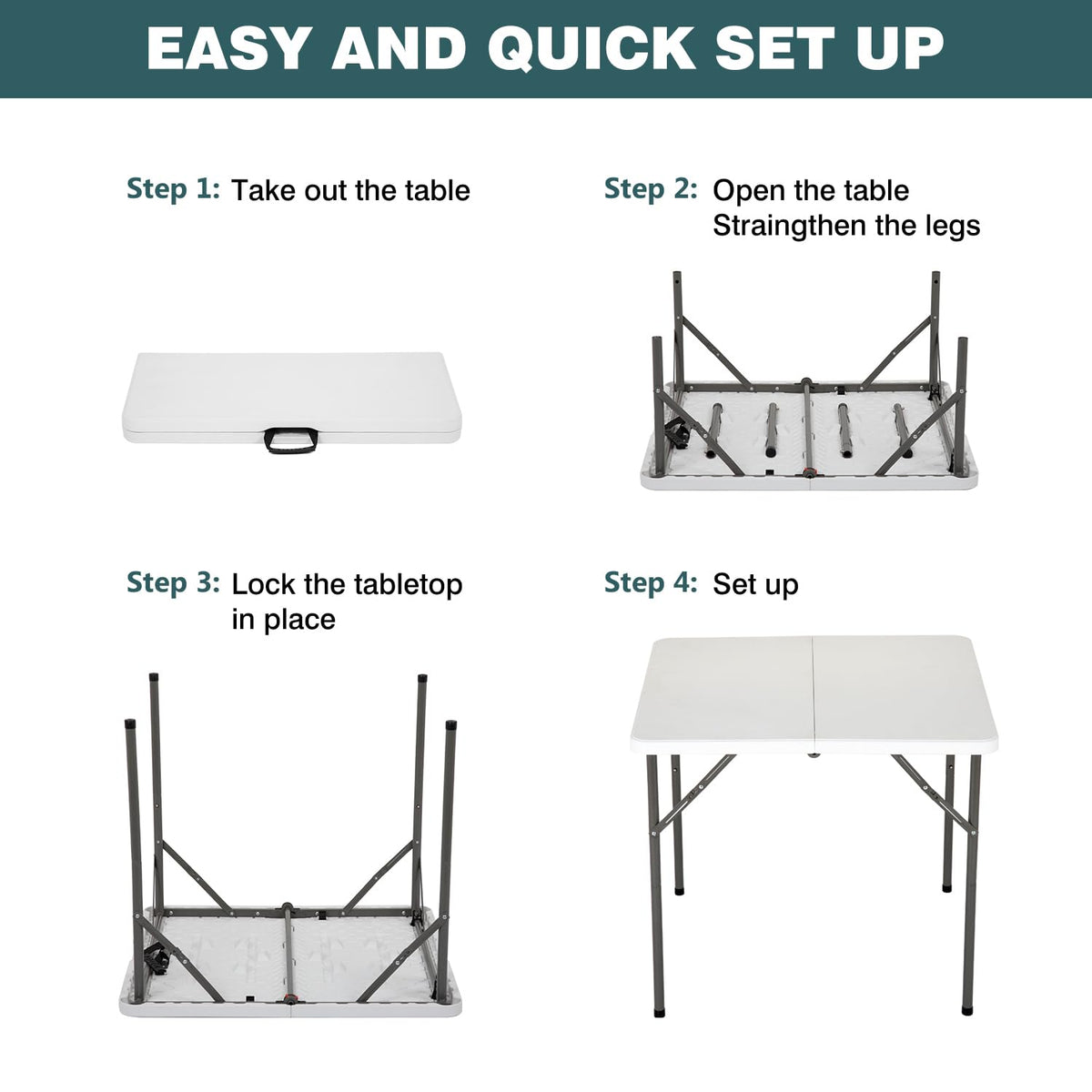 34" White Folding Plastic Table A5639