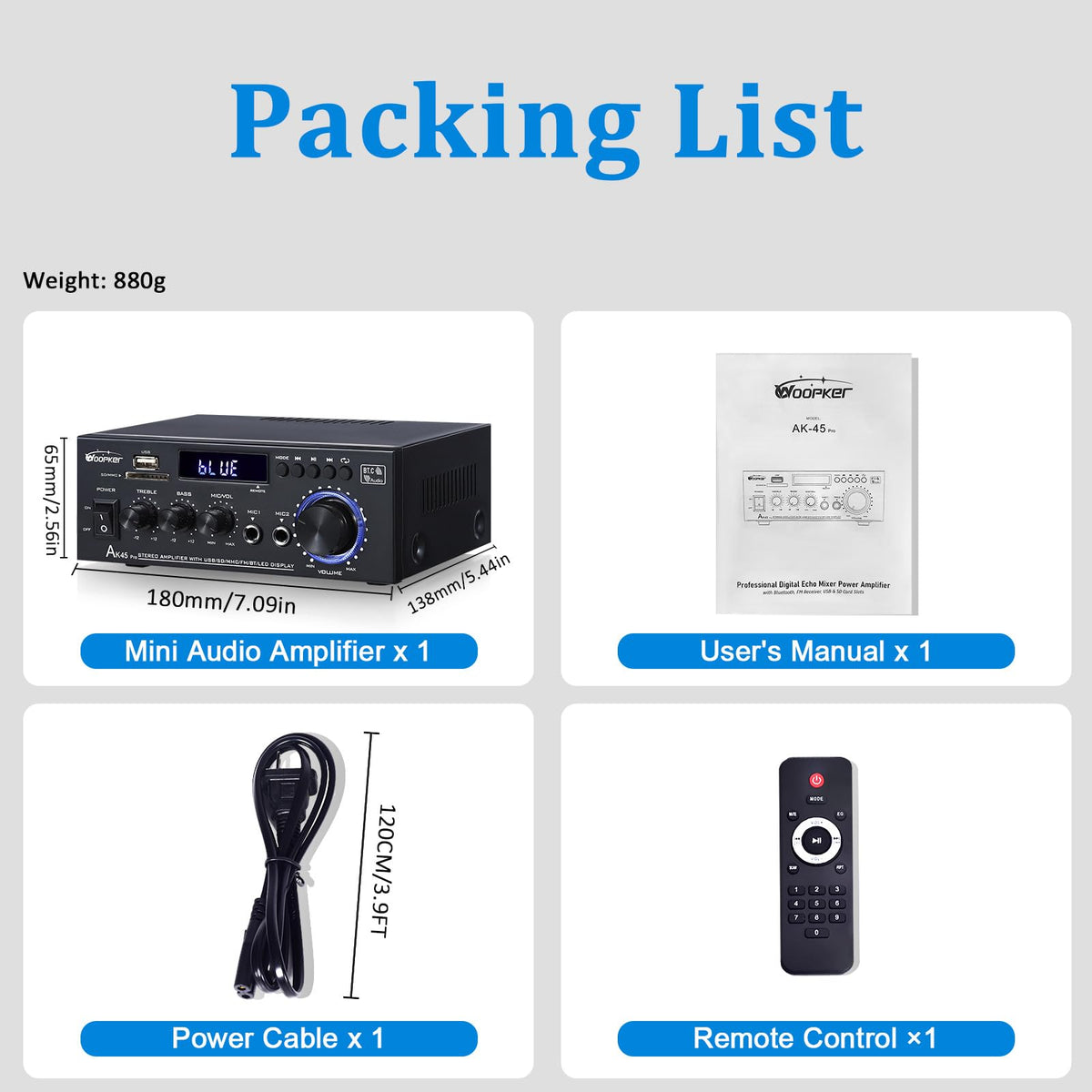 400W 2 Channel Bluetooth 5.0 Stereo Audio Amplifier H645090
