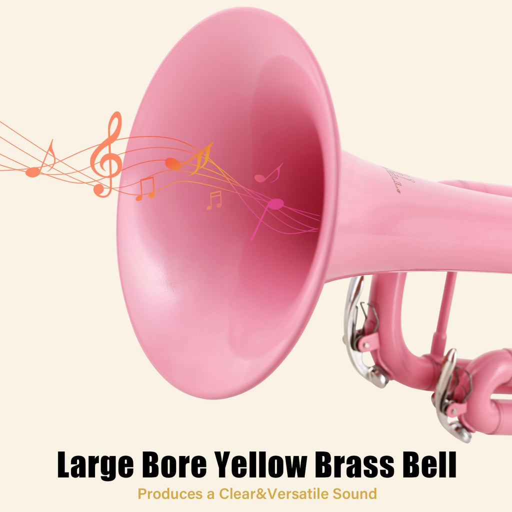 Bb Standard Trumpet Set with Hard Case, 7C Mouthpiece, Gloves (Pink) Z17225