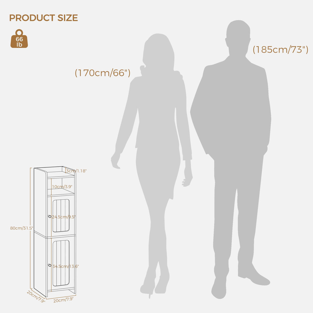Small 2 Doors Narrow Bathroom Storage Cabinet U28123
