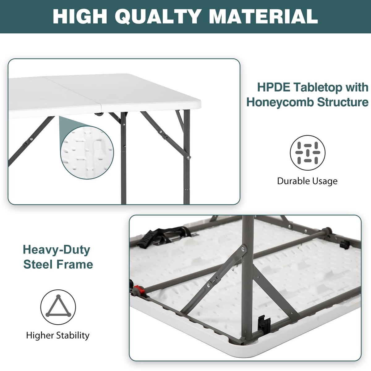 34" White Folding Plastic Table A5639