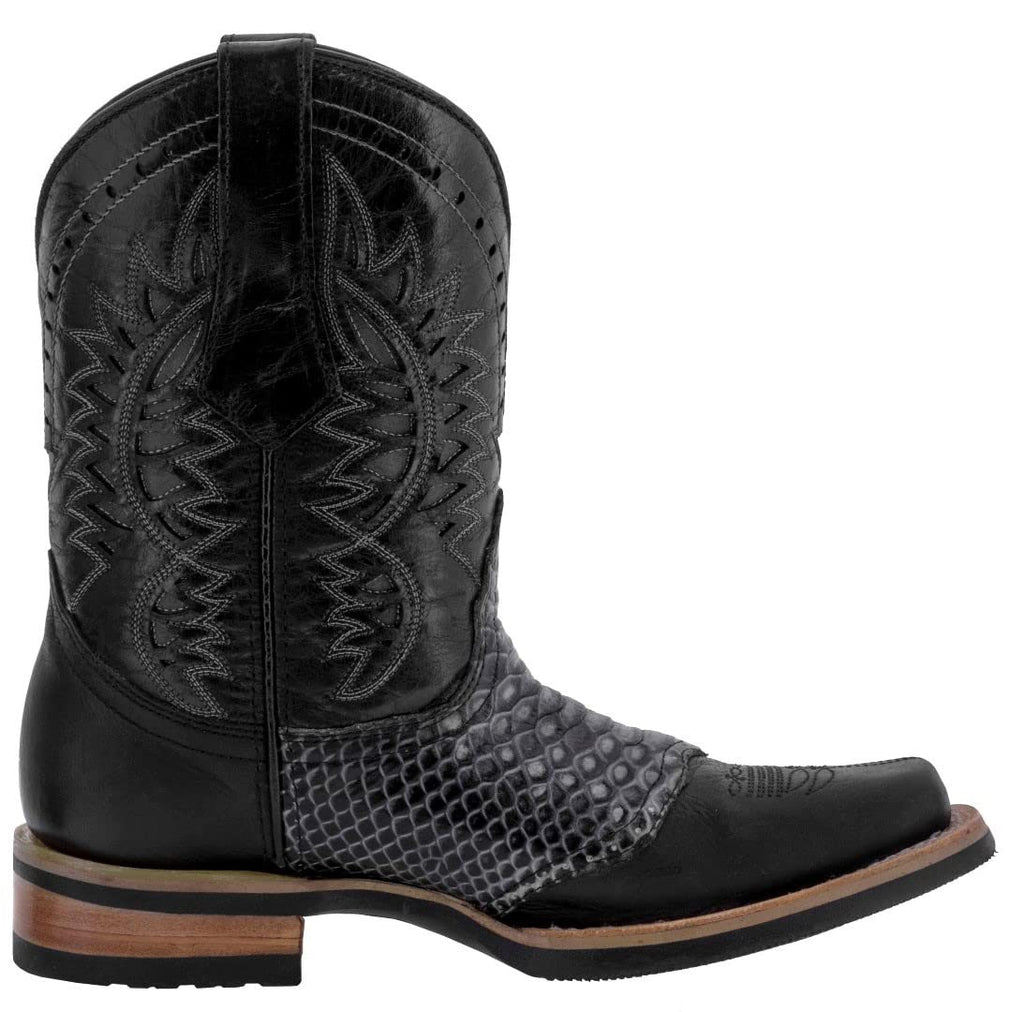 Black Leather Cowboy Boots L58759