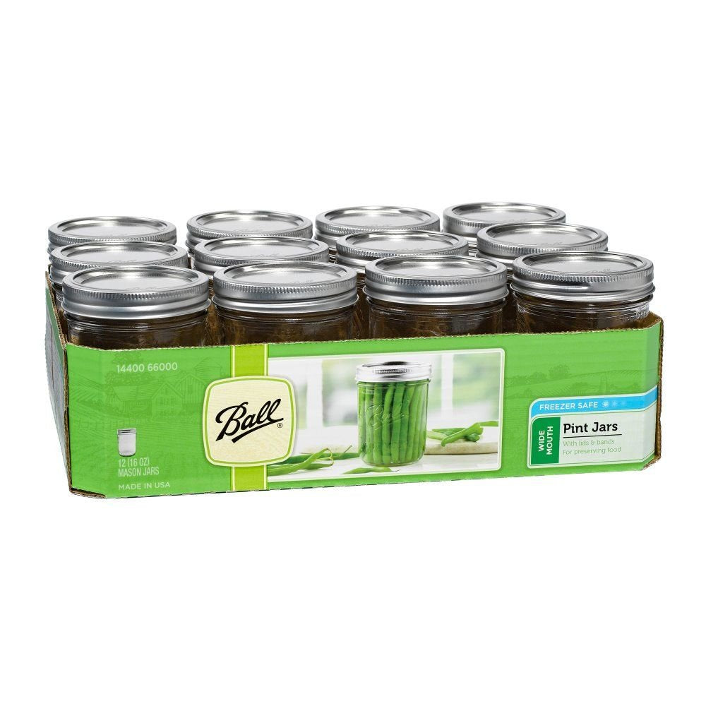 16-Ounce Glass Mason Jar with Lids and Bands, 12-Count T372666