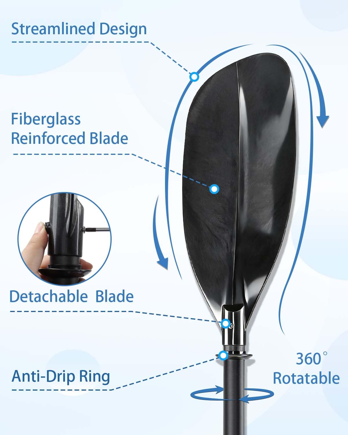 Adjustable Kayak Paddle 60-90" Stainless Steel J2768
