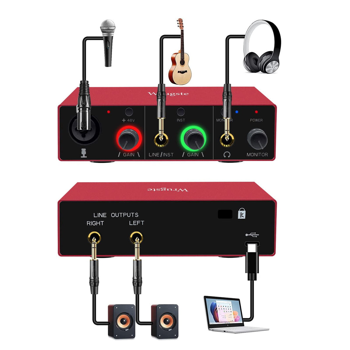 USB Audio Interface 24Bit/192kHz 48V Phantom Power W354