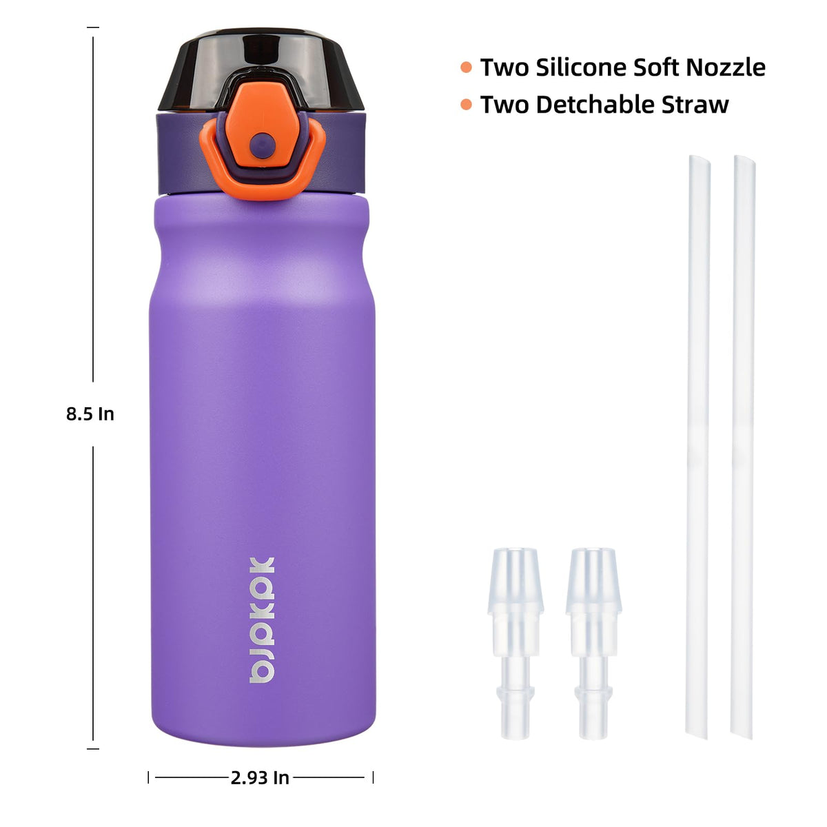 18 oz Insulated Stainless Water Bottle with Straw & Handle B6531