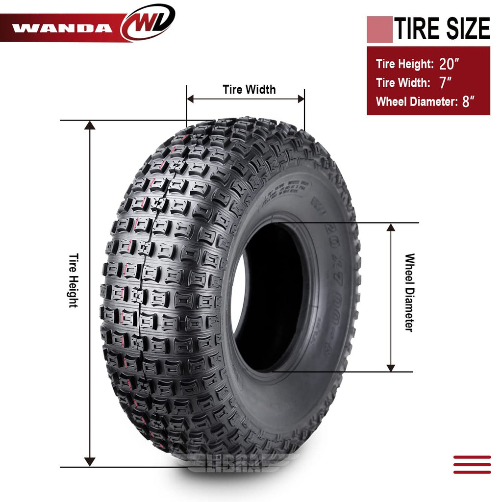 Set 2 ATV Tires 20x7-8 4PR Y147