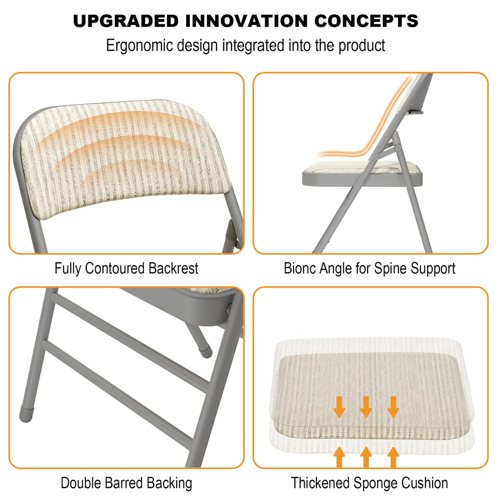 8 Pack Padded Folding Chairs with Fabric Cushion and Back Q725
