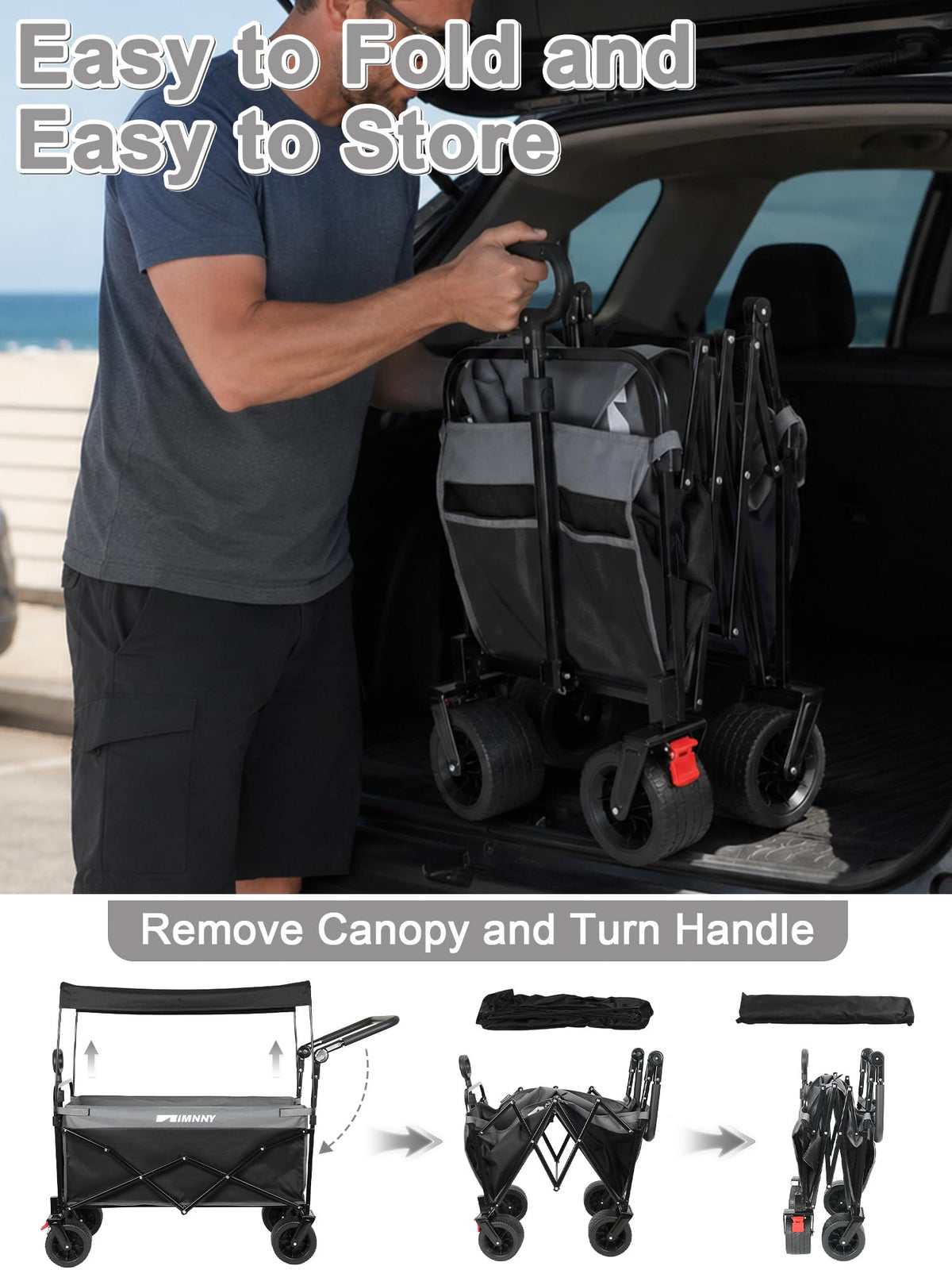 Collapsible Wagon with Canopy Black W4085
