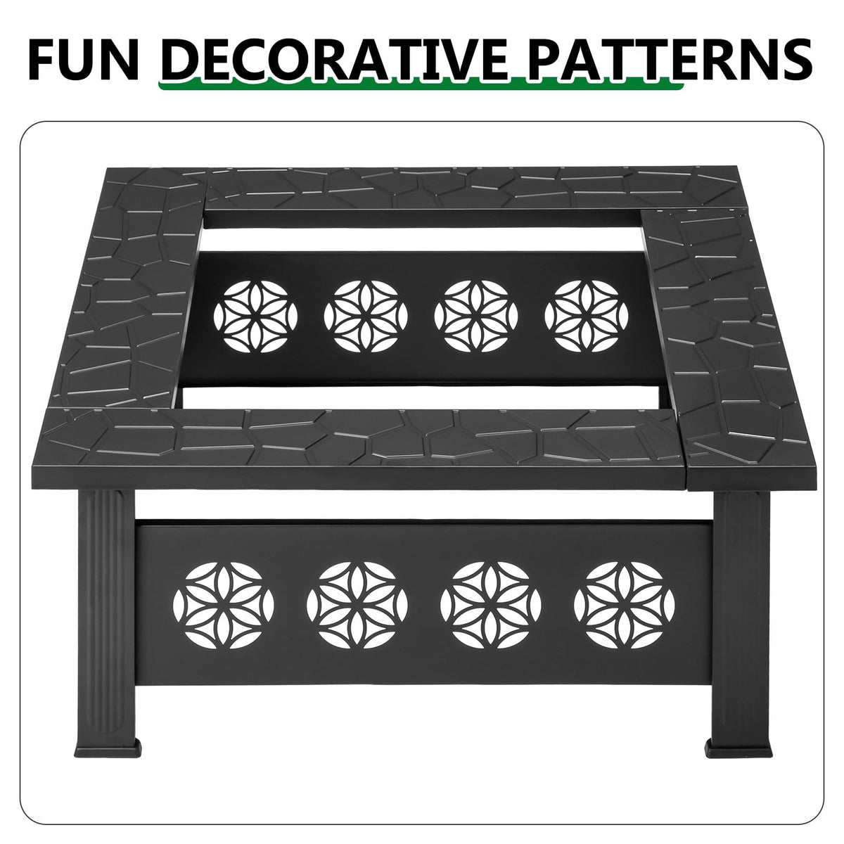 32 Inch Black Wrought Iron Wood Burning Fire Pit G829