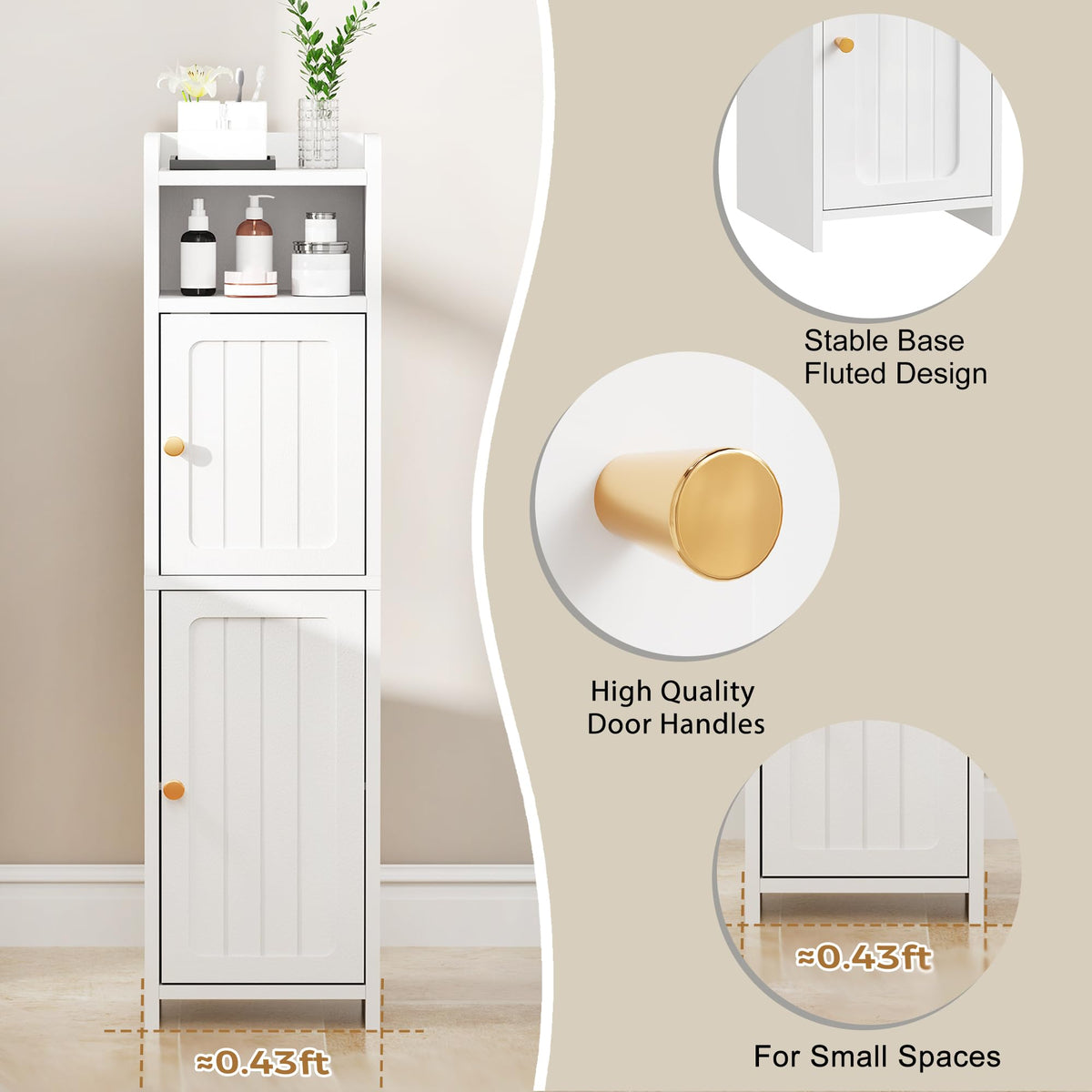 Small 2 Doors Narrow Bathroom Storage Cabinet U28123