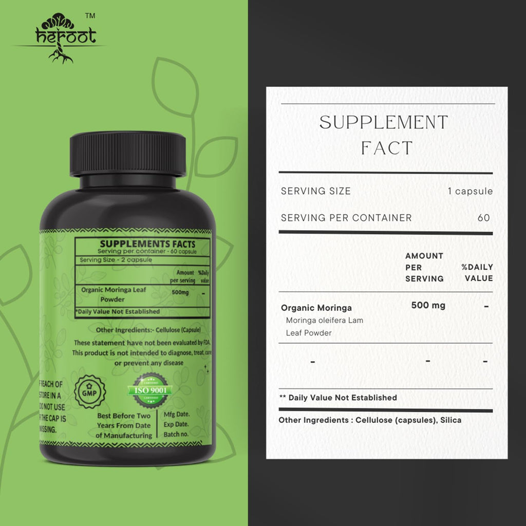 Organic Moringa Capsules 120 Capsules U6605