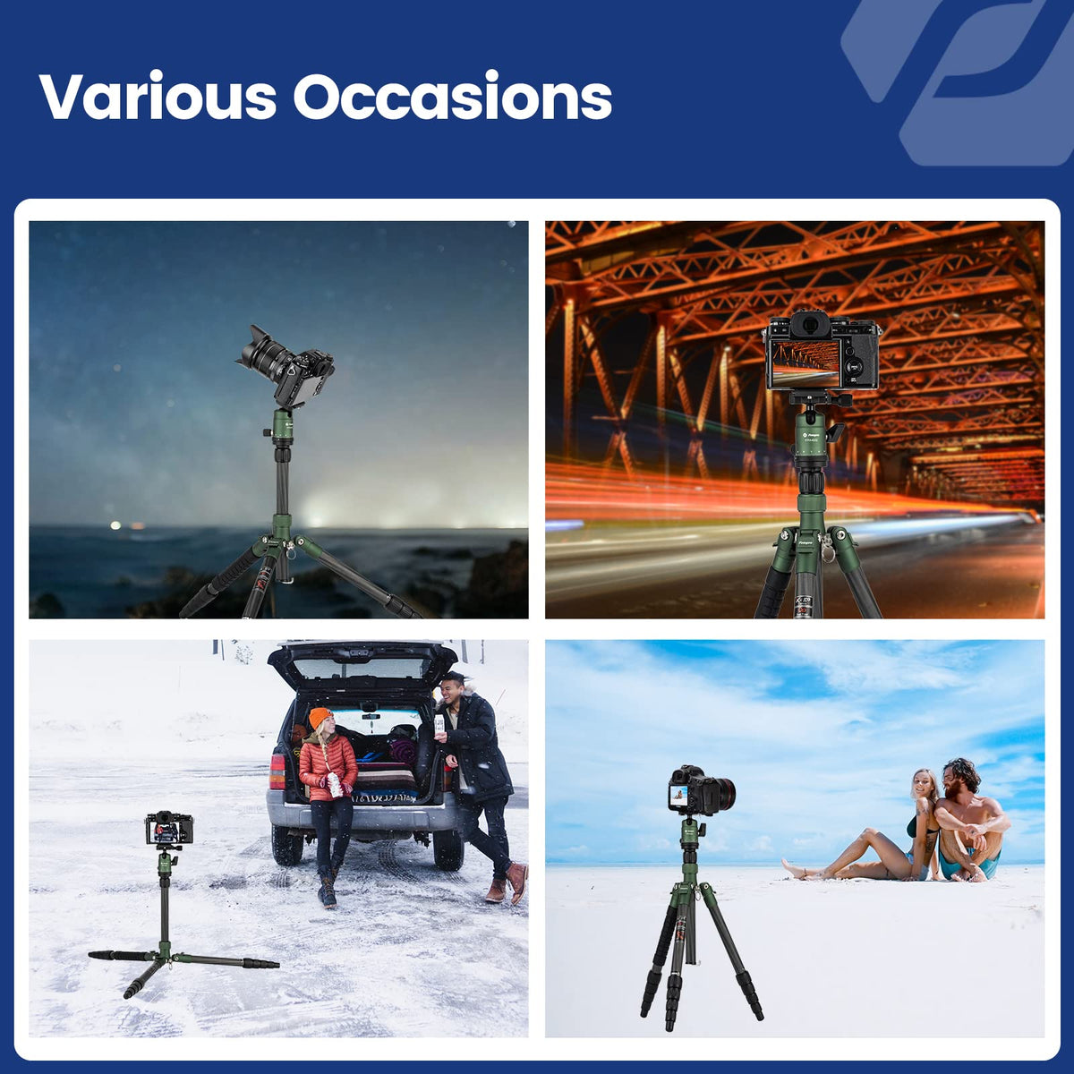 60" Carbon Fiber Camera Tripod with Ball Head and Monopod G974