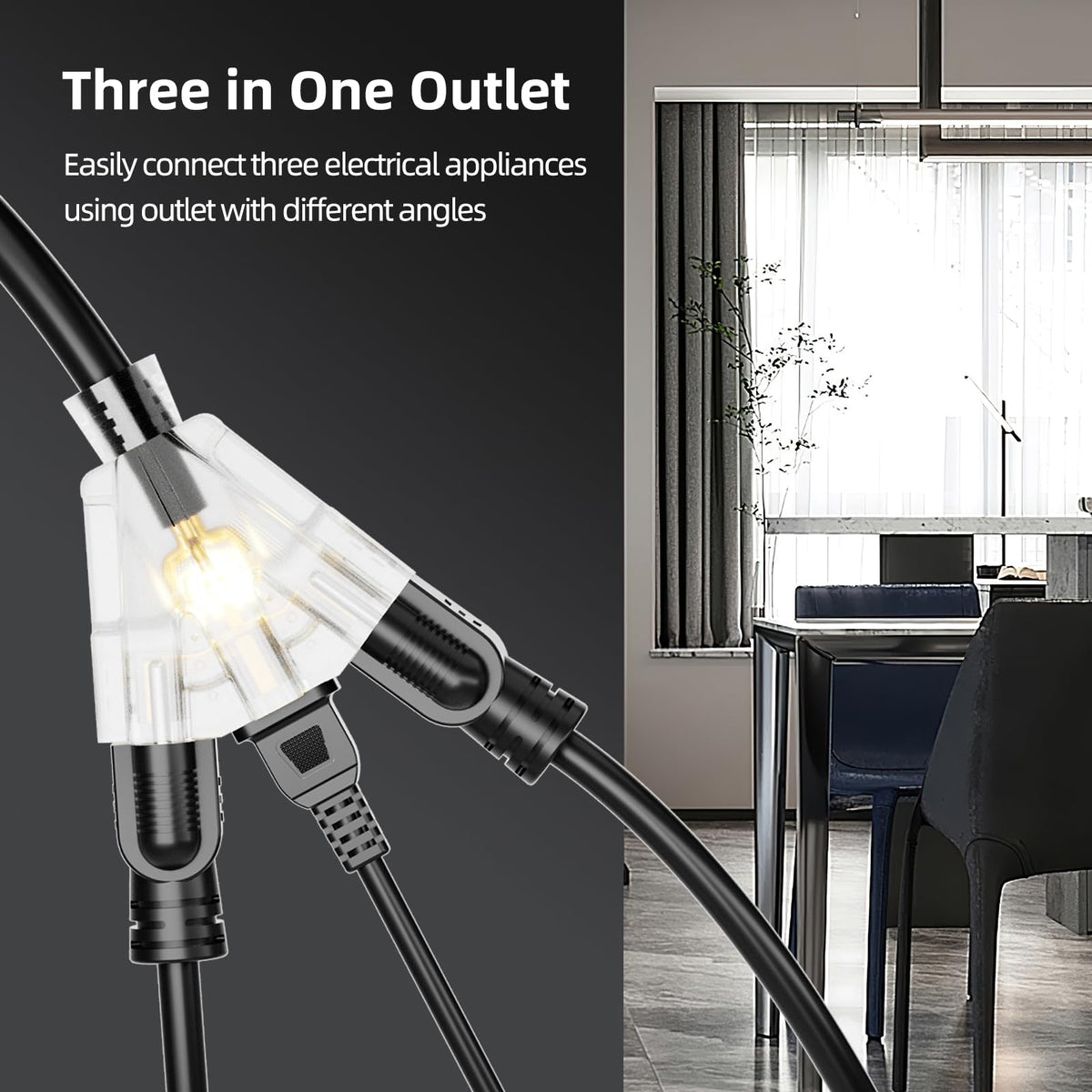 100 FT 12 Gauge Black Extension Cord with 3 Outlet H729470