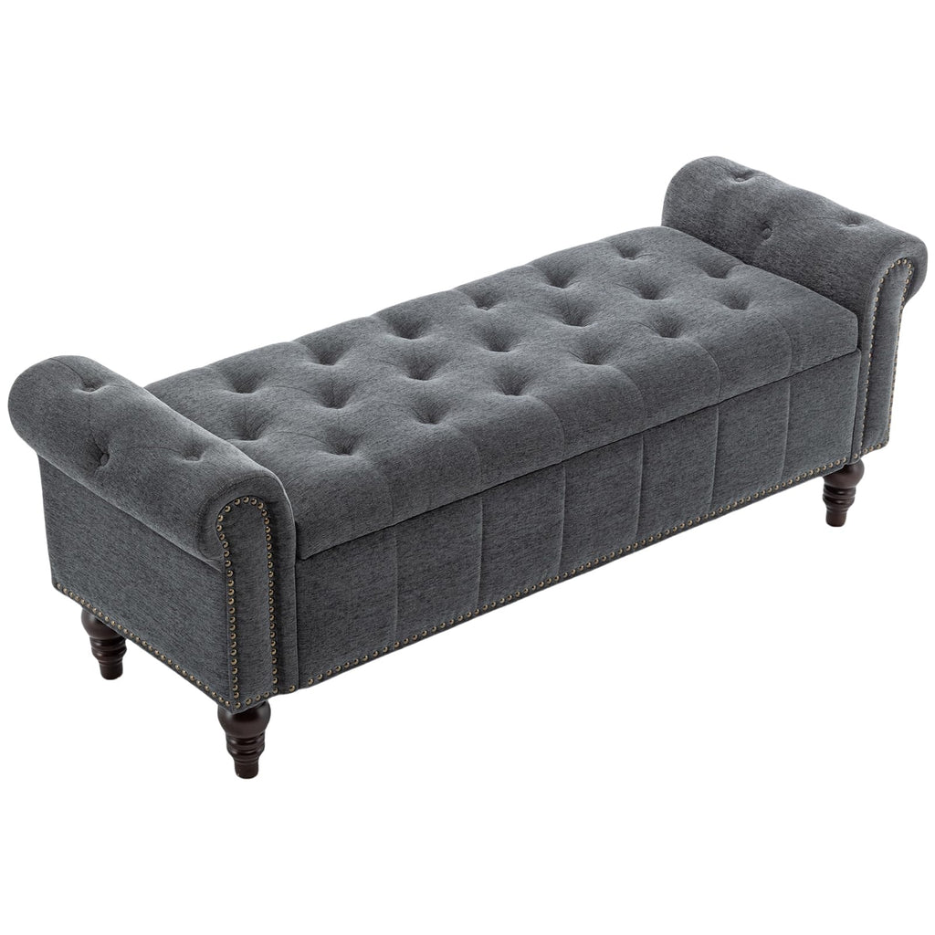 58" Chenille Storage Bench N138464