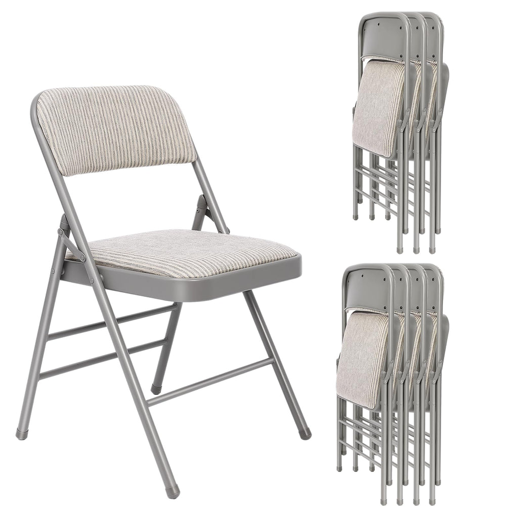 8 Pack Padded Folding Chairs with Fabric Cushion and Back Q725
