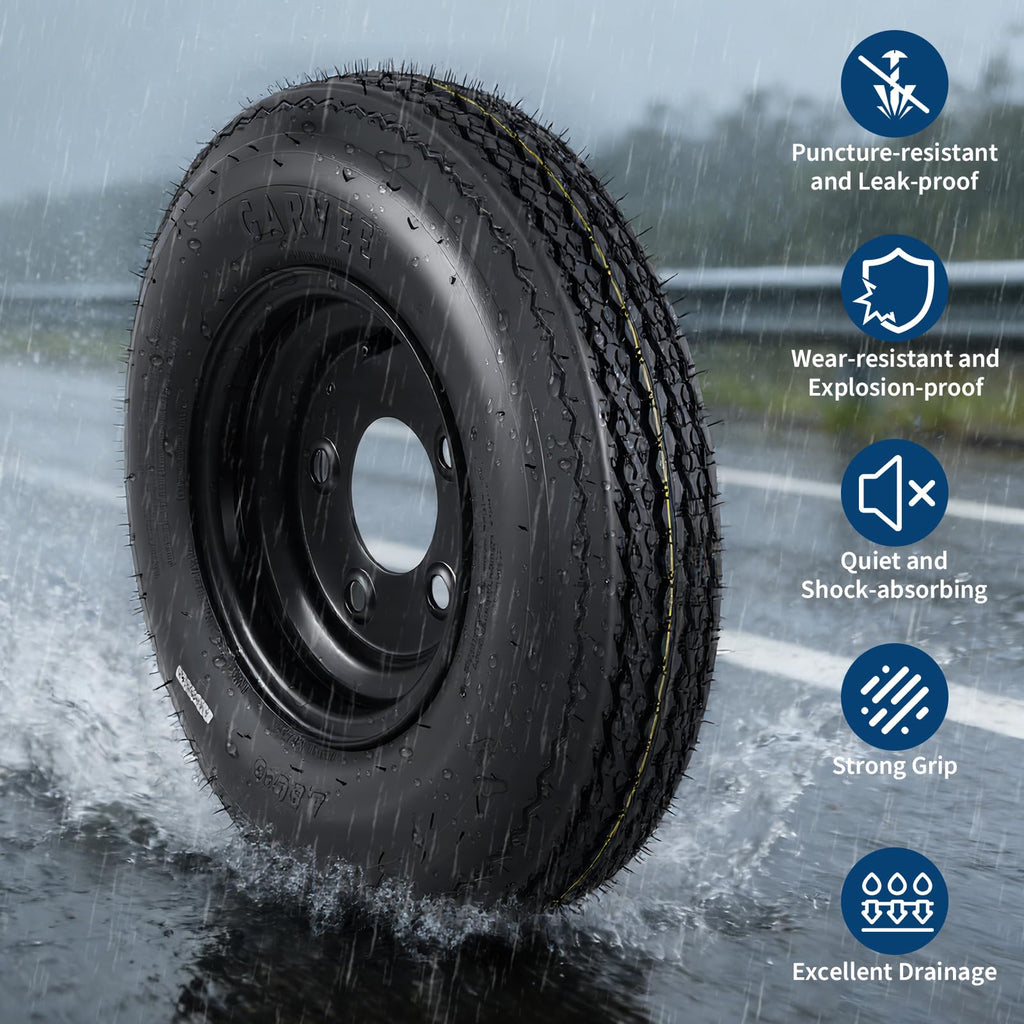 2-Pack Trailer Tire on Rim 4.80-8 4 Lug Black S567161