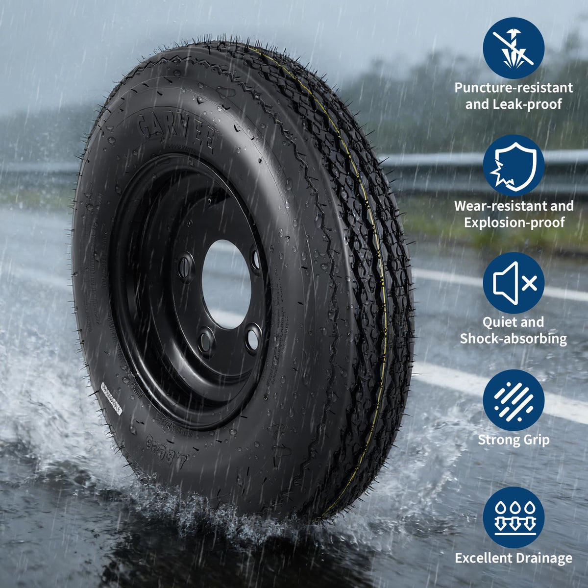 2-Pack Trailer Tire on Rim 4.80-8 4 Lug Black S567161