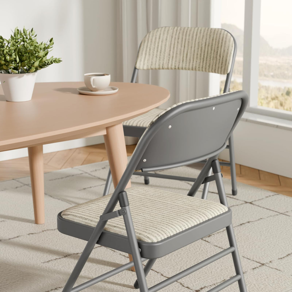 8 Pack Padded Folding Chairs with Fabric Cushion and Back Q725
