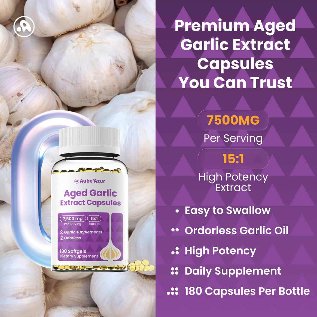 Aged Garlic Extract Capsules 7500mg 180 Softgels N5412