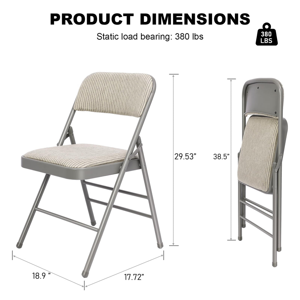 8 Pack Padded Folding Chairs with Fabric Cushion and Back Q725