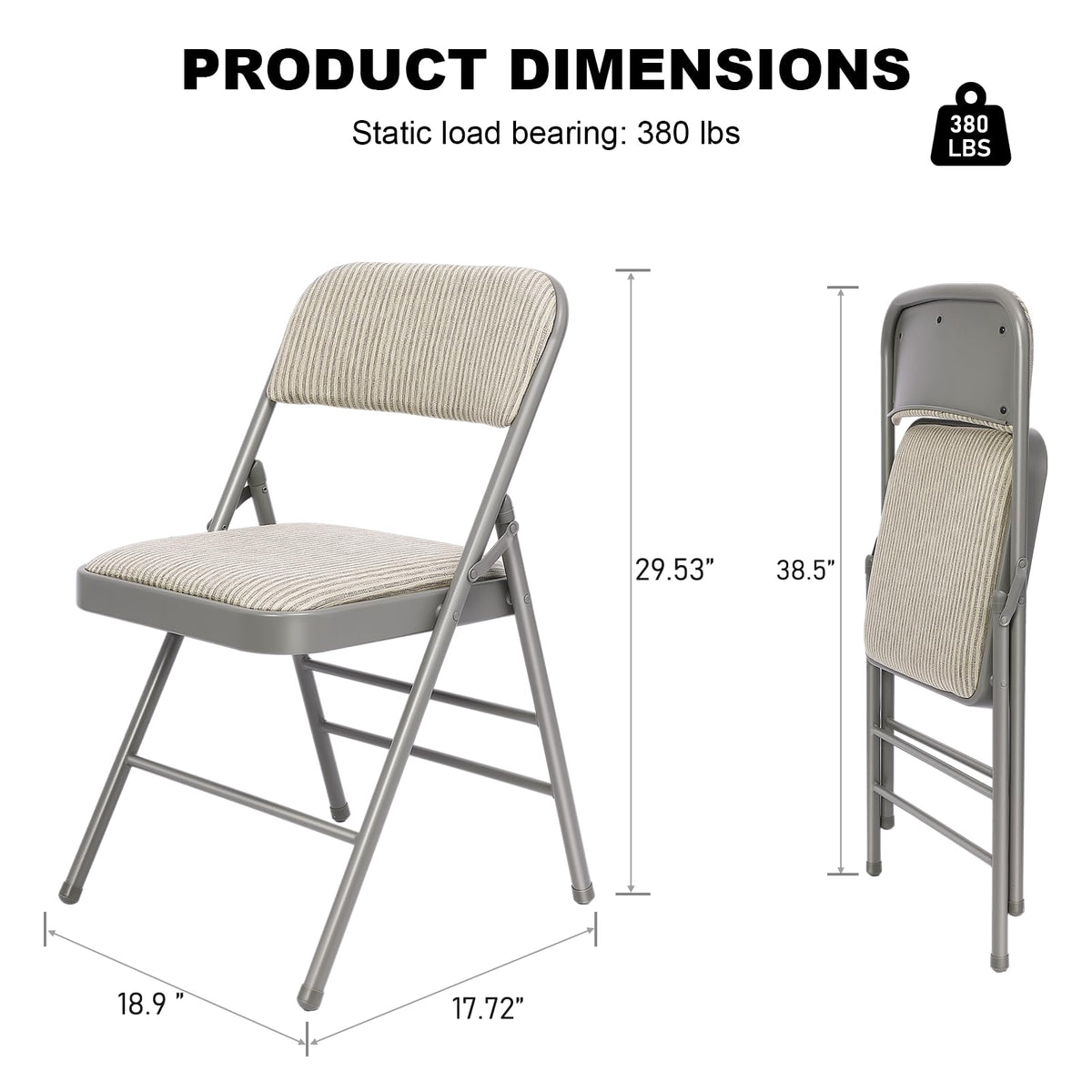8 Pack Padded Folding Chairs with Fabric Cushion and Back Q725